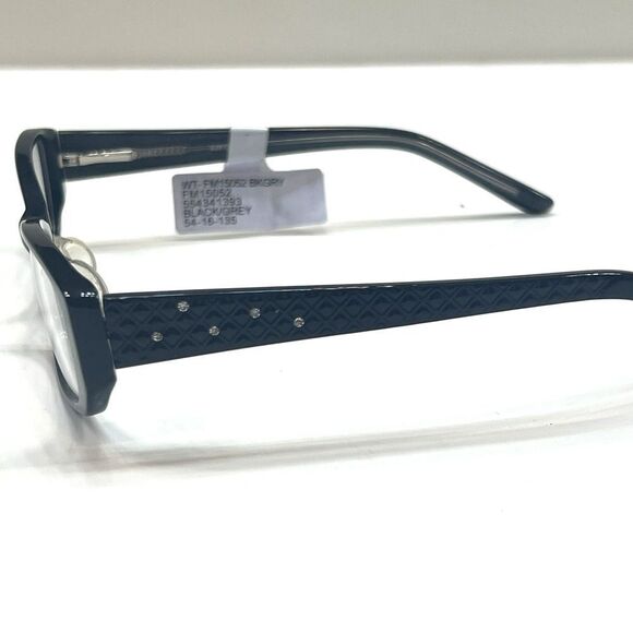 NEW Plastic Black Rectangle Full Eyeglass Frame 54-16-135 with Rhinestones $54 - Picture 3 of 6